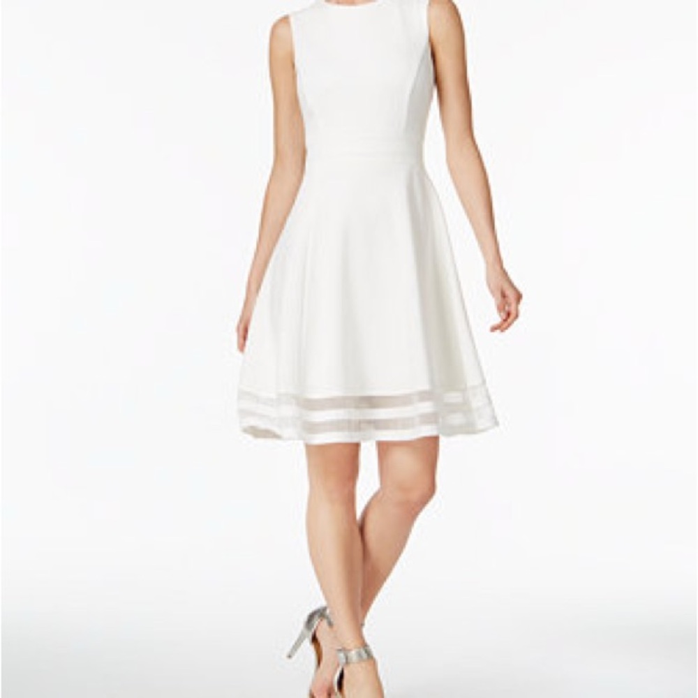 Calvin Klein White Sleeveless A-Line Mini Dress